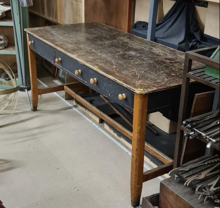 Large Laboratory Table With Drawers