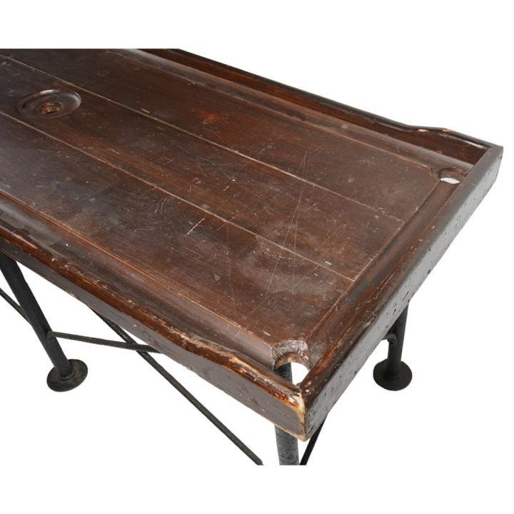 Wooden Operating Table With Metal Legs (flat)