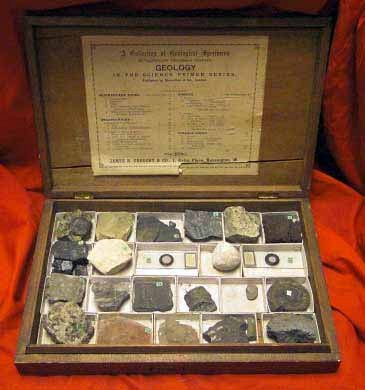 Antique Cased Set Of Mineral & Geology Specimens