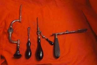 Antique Surgical Instruments, Drill, Trepan Guillotine, Lenticular