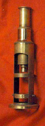 Small Antique Brass Cylindrical Microscope