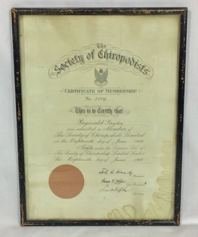 Framed certificate