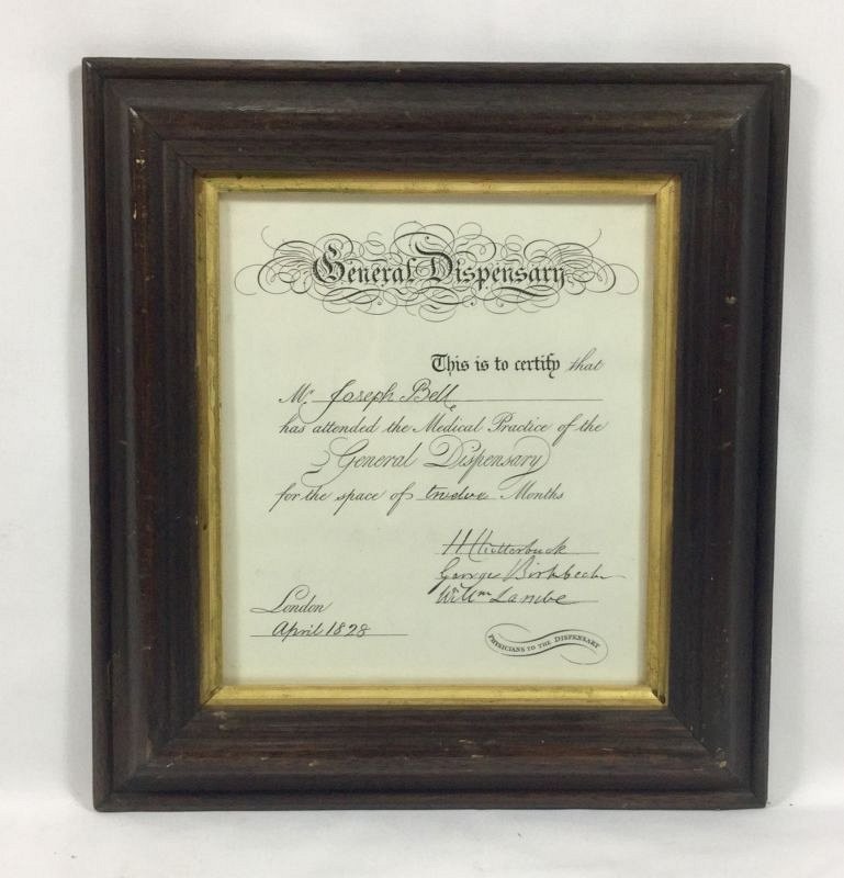 Framed certificate