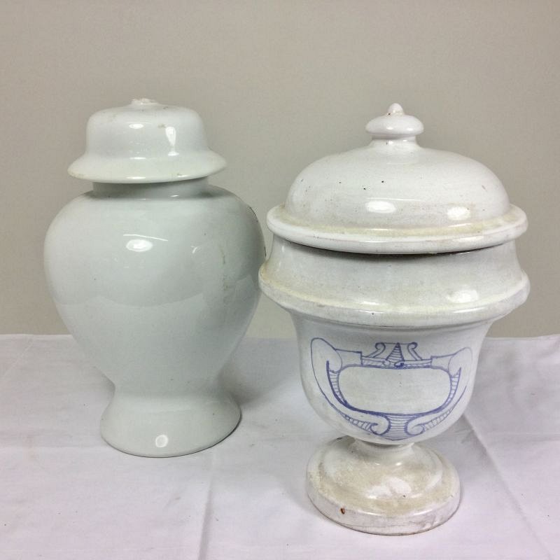 White apothecary jars