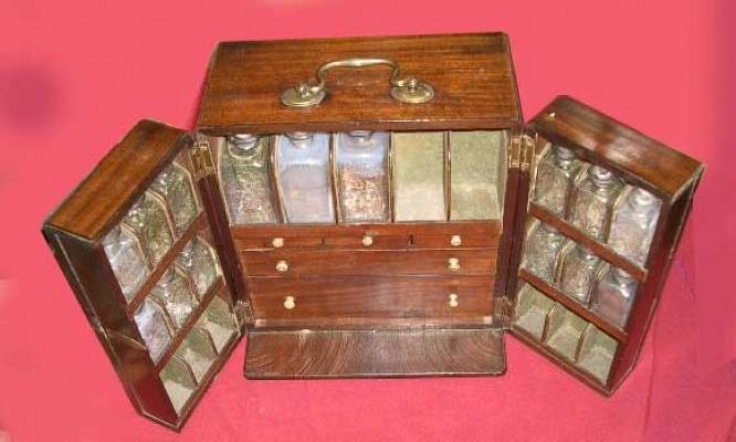 Break front medicine chest 19th c