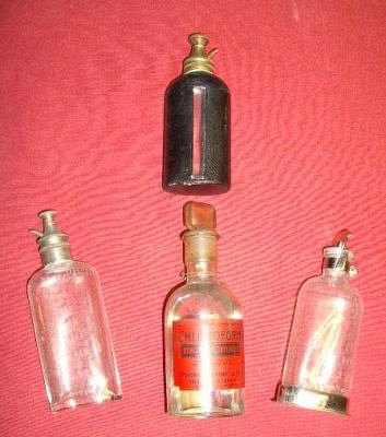 Group of Chloroform and Ether Bottles