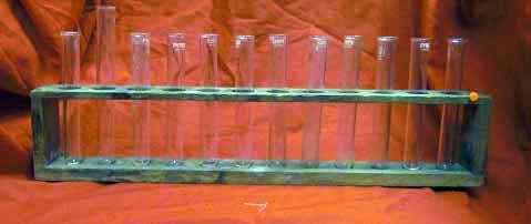 Laboratory Vintage Test Tubes In Wood Rack